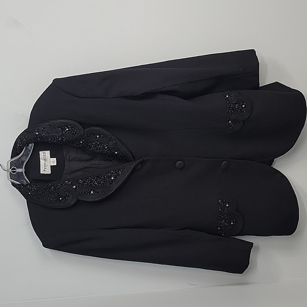 JOHN MEYER of Norwich Black Sequin Embellished Wool Blazer Suit Jacket Vintage - Picture 6 of 10